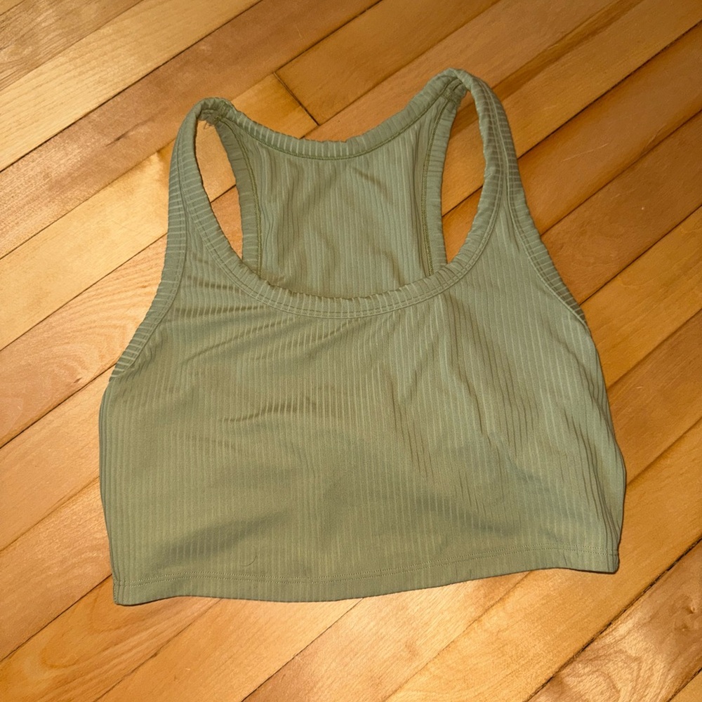 Women's Green Ribbed Tank Top